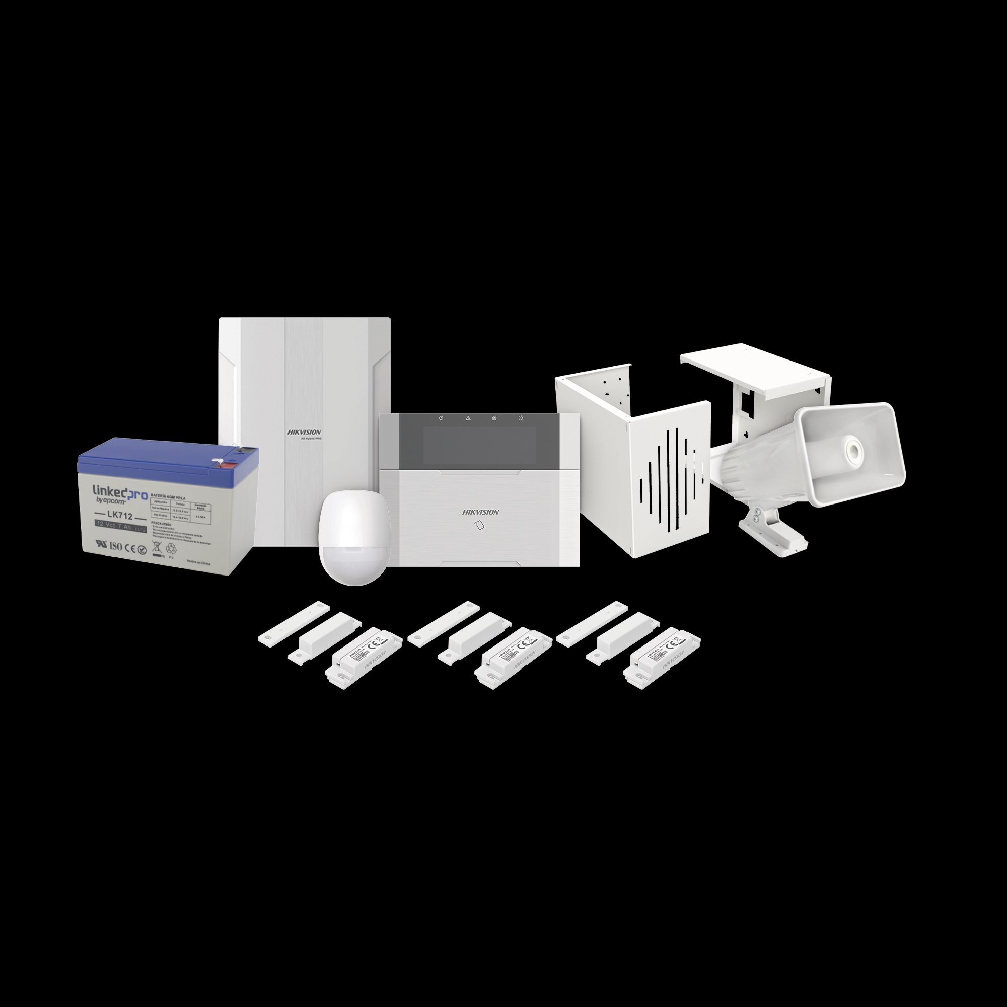Kit alarma Hikvision AX PRO – panel, sensores, sirena y teclado